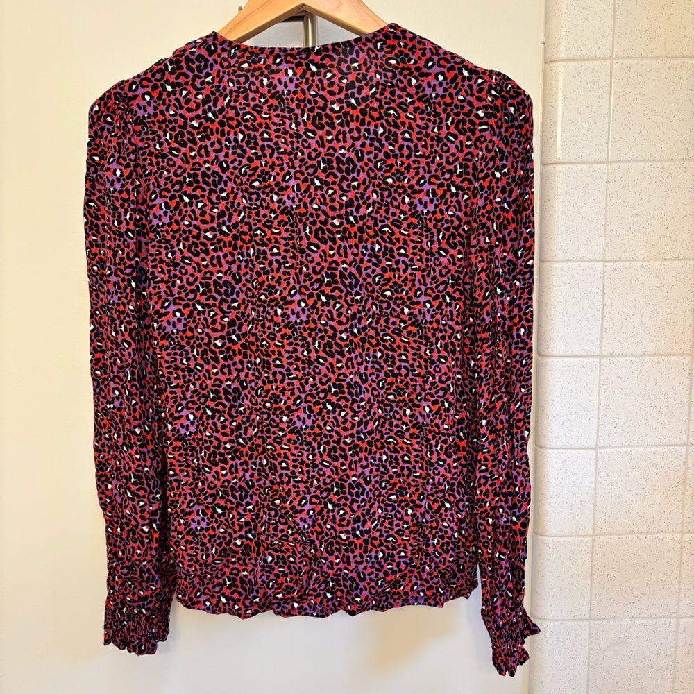 M&S Collection Womens Purple Red Blouse Size 6 Medium Office Peasant Indie Wild - Picture 12 of 14